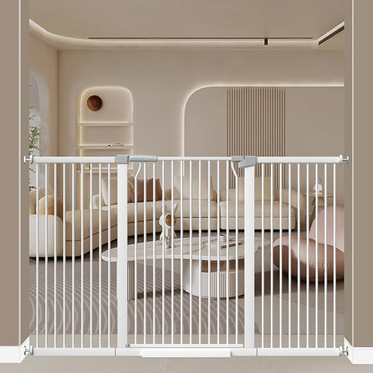 40.55" Extra Tall Baby Gate -63"-65.7" Extra Wide Baby Gate Pet Gate for Stairs and Doorways-1.37" Ultra Narrow Spacing Pressure Mounted Dog Gate with One-Handed Operation(63"-65.7")