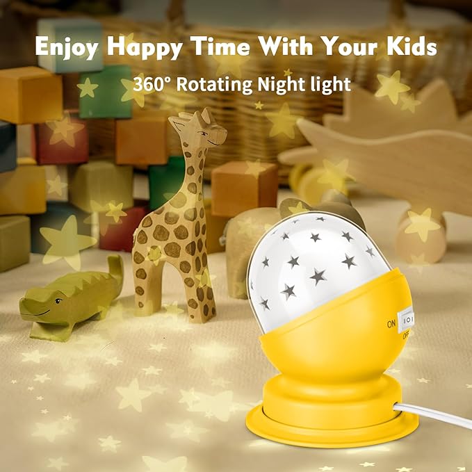 Star Night Light for Kids, 360° Rotating Starry Projector for Kid’s Bedroom with Timer, Gift Choice, 3000K,Yellow,1 Pack