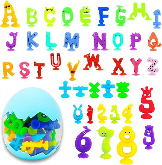 Suction Bath Toys for Kids, 41 Pcs Silicone Bathtub Suction Cup Toys, Travel Sensory Window Building Toys for Toddlers Boys Girls 3 4 5 6 Year Old