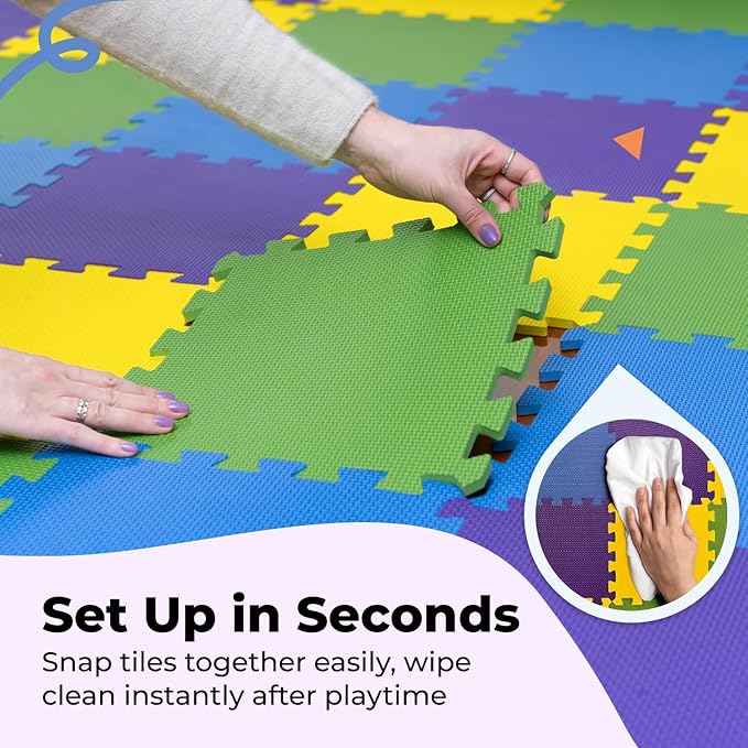 MioTetto Baby Play Mat, Comfortable Tummy Time Mat – Portable Foam Floor Tiles, Safe baby mat for floor for Crawling & Development, Soft play mat for babies 0-6 months, Stylish interlocking foam tiles