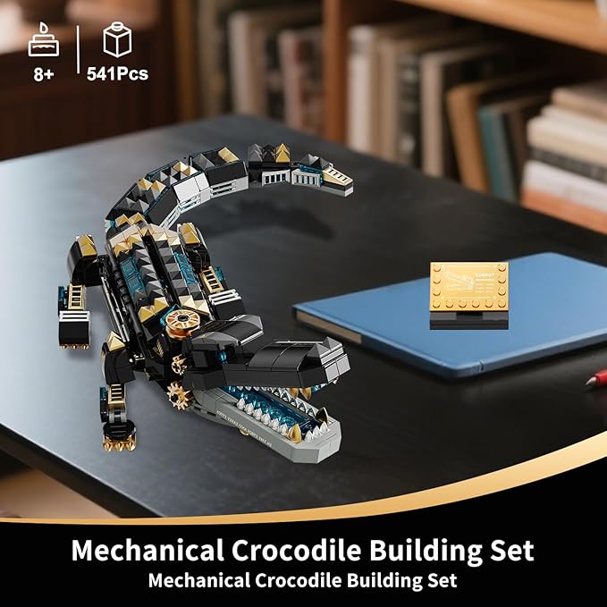Crocodile Building Sets,STEM Dinosaur World Park Building Toy,Sea Creatures Creativity Model Building Kit,Mechanical Animal Brick Set,Birthday Christmas Valentines Gifts for Kids Boys Girls 8+