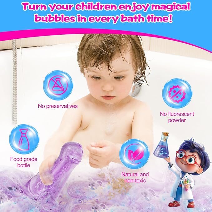 Bath Bomb Potion for Toddlers & Kids, 6-Pack Non-Toxic - Colorful Fizzy Fun - Interactive Bubble Bath Toy, Fun Science Bath Toys with a Colorful Foams & Bubbles Eruption