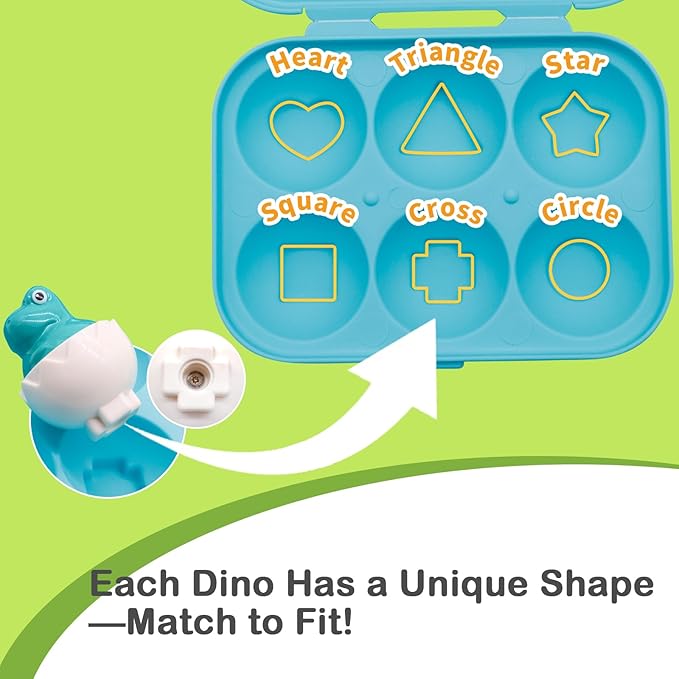 Dinosaur Egg Toys for Toddlers 1-3, Dino Matching Eggs Color Sorting Sensory Educational Learning Fine Motor Skills Shape Sorter Baby Puzzle Travel Game Montessori 1st Birthday Gifts Boy Kid