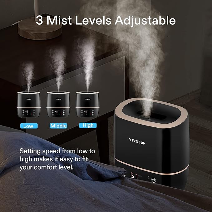 VIVOSUN 2-in-1 Warm and Cool Mist Humidifier, 5L Indoor Ultrasonic Air Humidifier with Essential Oil Tray for Bedrooms, Plants, Offices and Babies