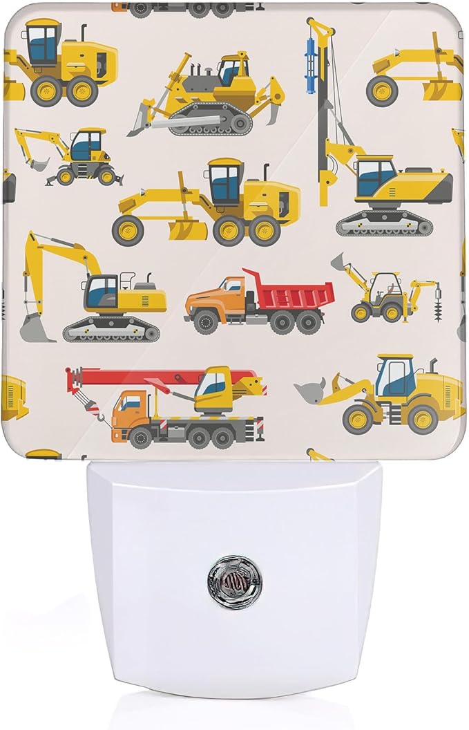 Tractor Night Light, Construction Machines Night Lights Plug Into Wall with Dusk to Dawn Sensor Wall Lamp, Nightlights for Bedroom, Bathroom, Hallway, Kitchen, Gifts Ideal for Girls Women