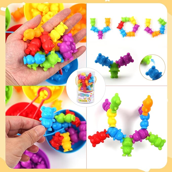 UNIQUE KIDS Stacking Mouse Counting and Matching Game with Sorting Cups – Educational Montessori Toy for Color Classification, Sensory Development, and Learning for Toddlers and Preschoolers Age 3+