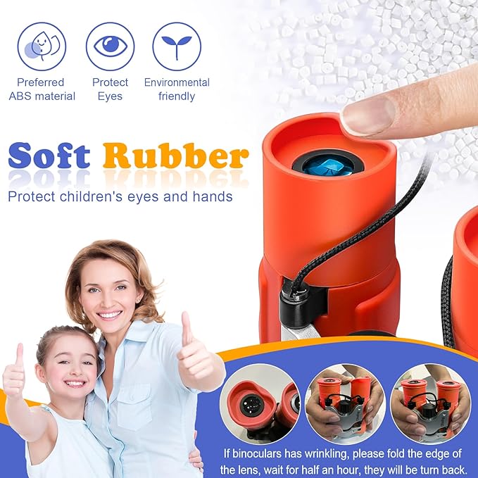 Obuby Real Binoculars for Kids Gifts for 3-12 Years Boys Girls 8x21 High-Resolution Optics Compact Toy Binocular for Bird Watching,Travel, Camping