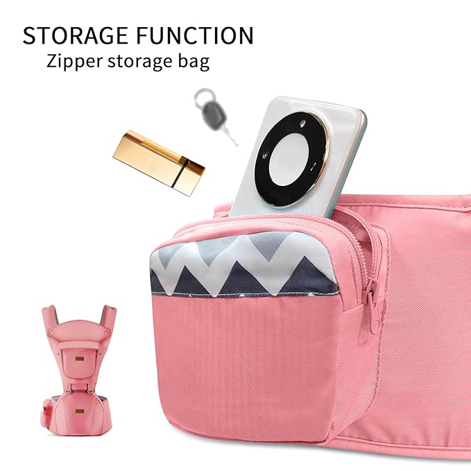 Baby Carrier with Hip Seat, Baby Carrier Newborn to Toddler, 6-in-1 Ways to Carry, All Seasons, Adjustable Baby Holder Carrier for Breastfeeding(Pink)