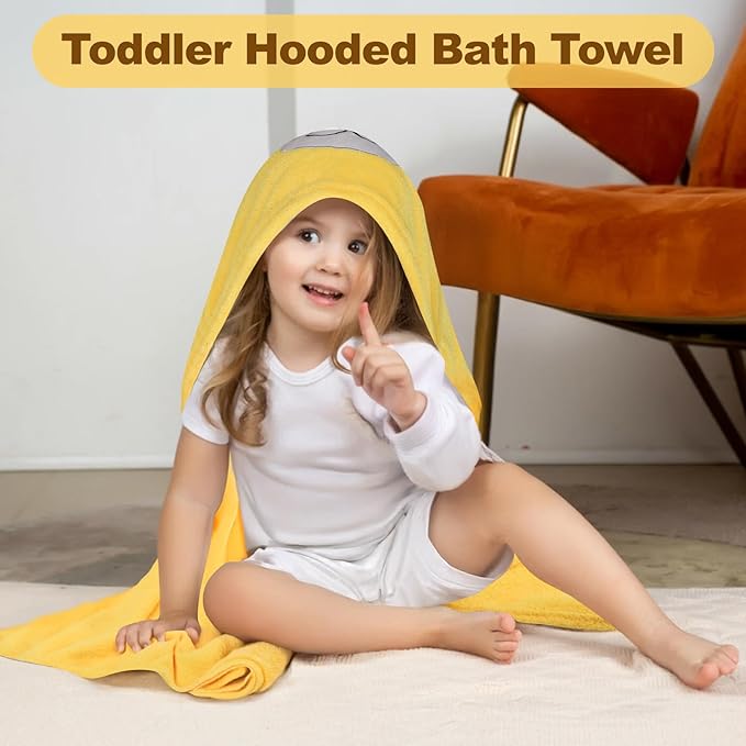 Toddler Bath Towel, Baby Hooded Towel, Ultra Absorbent Soft Shower Towel, Unisex Baby Bath Towel, Baby Towels with Hood for Kids Boys Girls, 27.5" x 55" (Yellow-Tiger)