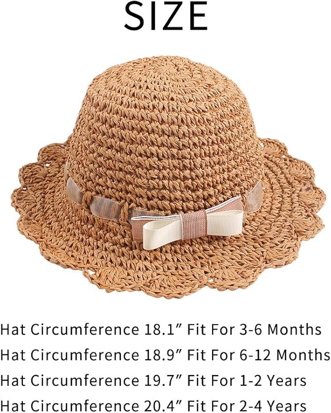 Baby Girl Straw Hat Outdoor Baby Sun Protection Hats Summer Bowknot Beach Cap for Infant Toddler Girls