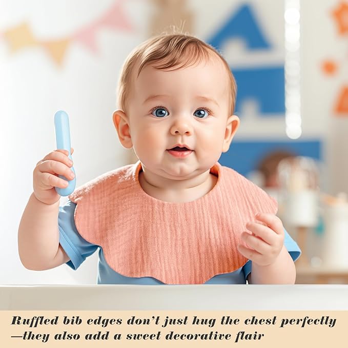 EllieHouse Baby Bibs for Girls Boys 8 Pack Muslin Drool Teeth Drooling Teething Bibs Muslin Cotton for Toddler Infant