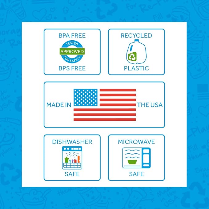 Re-Play Toddler Forks and Spoons Set - 4x4 Utensils Set for Kids - Dishwasher and Microwave Safe - Made in USA - Pack of 8 - Navy Blue