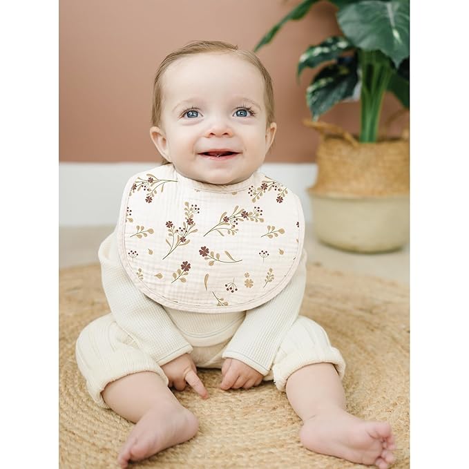 Konssy Muslin Baby Bibs 8 Pack Baby Bandana Drool Bibs Cotton for Unisex Boys and Girls, Soft Absorbent Set for Teething and Drooling