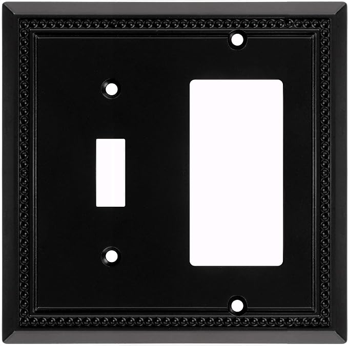 Henne Bery Sunken Pearls Heavy Duty Decorative Wall Plate Switch Plate Outlet Cover (Toggle/Decorator, Matte Black)