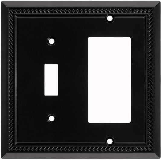 Henne Bery Sunken Pearls Heavy Duty Decorative Wall Plate Switch Plate Outlet Cover (Toggle/Decorator, Matte Black)