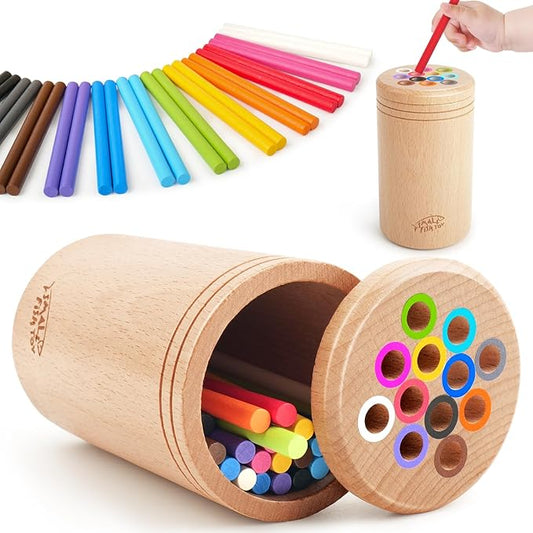 Montessori Toys for 1 2 3 Year Old：Solid Wood Fine Motor Skills Object Permanence Box for One Two Year Old Baby, Fidget Sensory Toys for Toddlers 1-3, Color Sorting Cause and Effect 12 month toys