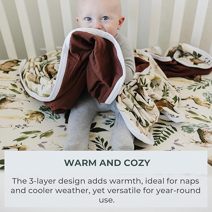 Pobibaby Soft Neutral Baby Blanket - Comfortable Premium Cotton Toddler Quilt, Ideal for Boys and Girls - Perfect Baby Boy, Baby Girl Toddler Blanket - Warm, Soft Baby Blankets (Wildlife Animal)