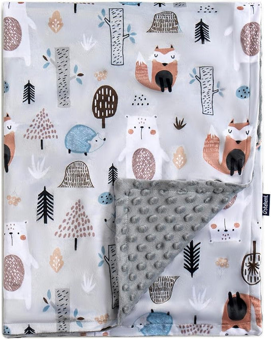 QSTEHEML Baby Blankets for Boys Neutral,Super Soft Nursery Minky Blanket Unisex, Baby Gifts Double Layer with Dotted Backing, Newborn Blankets for Crib Stroller(Fox, 30 * 40inch)