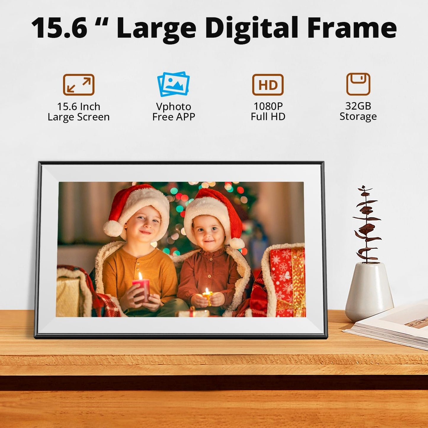 Dragon Touch 15.6 Inch Large Digital Picture Frame - WiFi Digital Photo Frame with 32GB Storage, FHD 1080P Touch Screen, Auto-Rotate, Share Photos/Videos Instantly via Free App Best Gifts for Mom