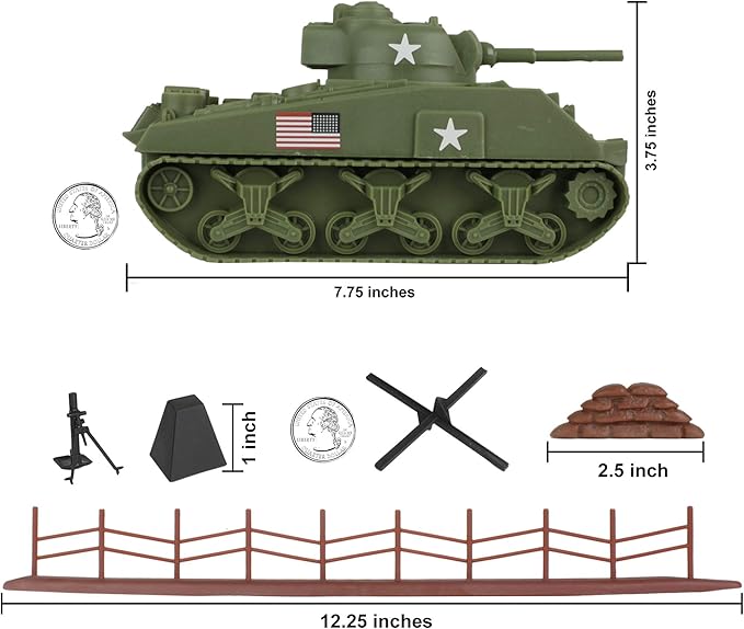 BMC WW2 D-Day Tank Battle - 36pc Plastic Army Men Playset