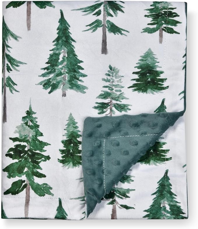 Baby Blanket, Soft Minky Warm Blanket for Boy or Girl, Receiving Blanket with Double Layer Dotted Backing for Newborns Nursery Stroller Toddlers Crib Bedding (30 x 40 Inch) Sunflower (Green Pine)