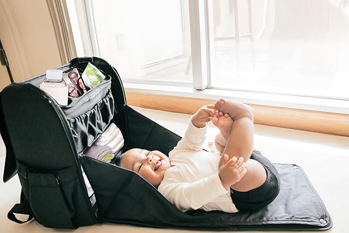 Lulyboo Convertible Diaper Bag Backpack with Changing Station & Removable Caddy - Reinforced Stitching, Insulated Bottle Pockets, Stroller Attachments, Angled Cell Phone Storage, Stylish & Durable