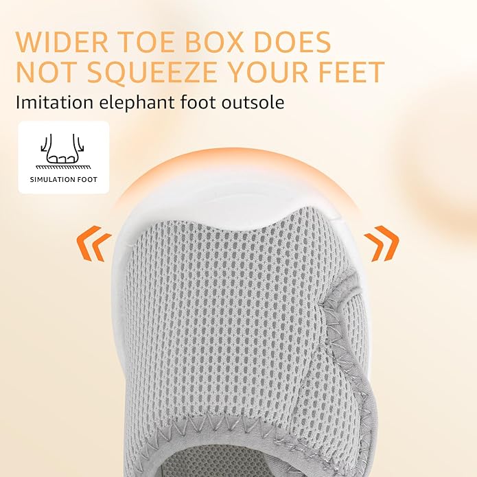 Baby Boys Girls First Walking Shoes Wide Toe Box Infant Sneakers Lightweight Breathable Slip On Barefoot Shoes