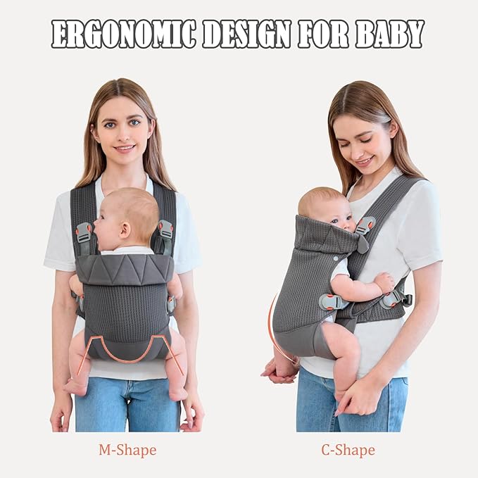 IULONEE Baby Carrier, Ergonomic Baby Carrier Newborn to Toddler Baby Wraps Carrier Infant Front & Back Backpack Carry Toddlers Carrier Sling for Newborn Dark Grey