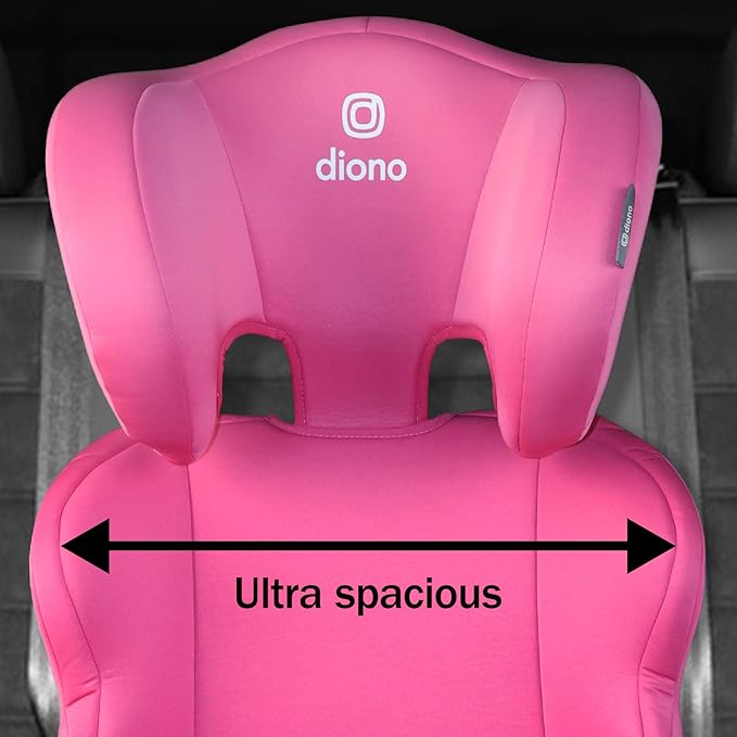 Diono Everett NXT High Back Booster Car Seat with Rigid Latch, Lightweight Slim Fit Design, 8 Years 1 Booster Seat, Pink Cotton Candy