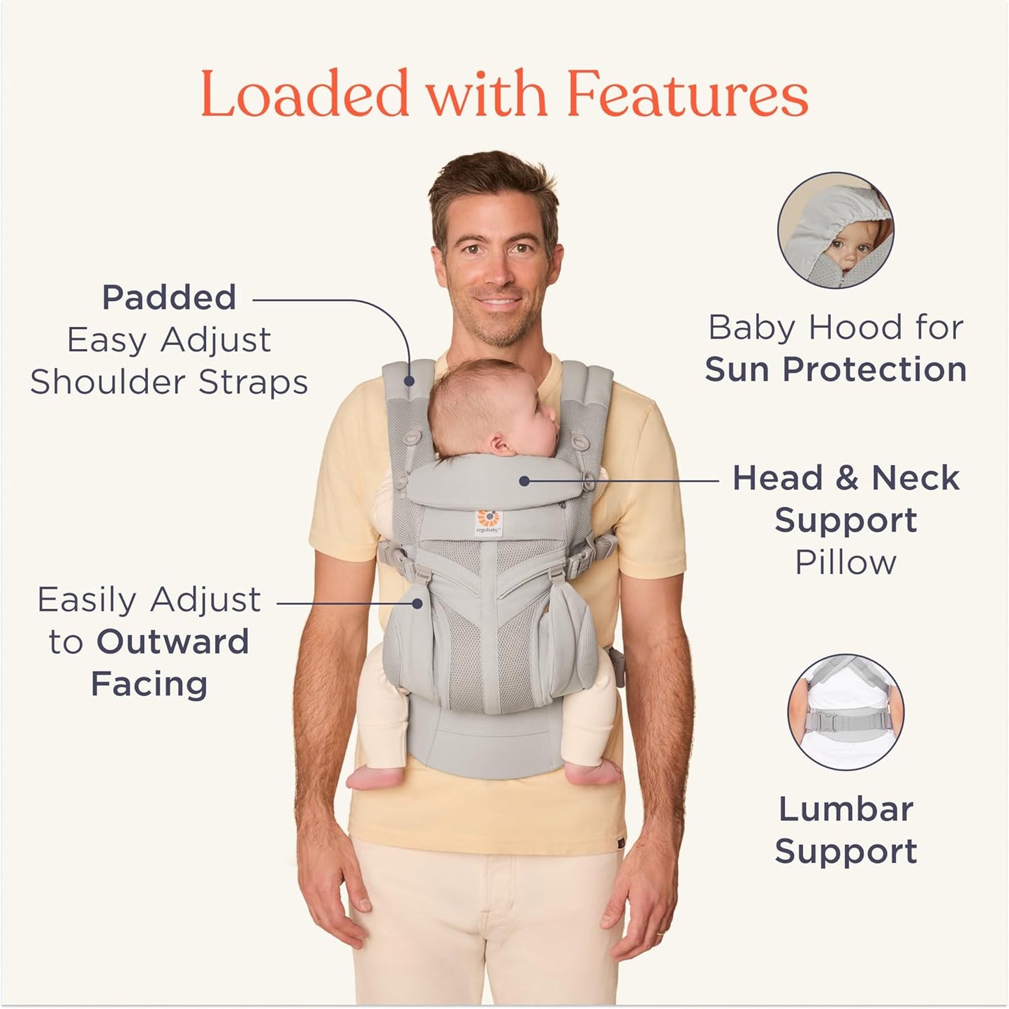 Ergobaby Omni Classic (formerly OMNI 360) All-Position Baby Carrier for Newborn to Toddler with Lumbar Support and Cool Air Mesh, 7-45 Pounds, Midnight Blue, One Size