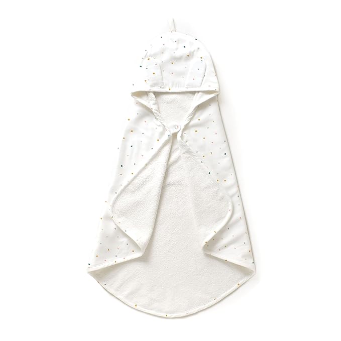 MakeMake Organics Organic Cotton Hooded Towel Baby Toddler GOTS Certified Organic Cotton Beach Poncho Towel Large Absorbent Non Toxic Neutral (Dotty, Diagonally 35"x35")