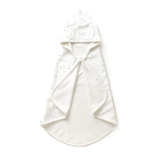 MakeMake Organics Organic Cotton Hooded Towel Baby Toddler GOTS Certified Organic Cotton Beach Poncho Towel Large Absorbent Non Toxic Neutral (Dotty, Diagonally 35"x35")