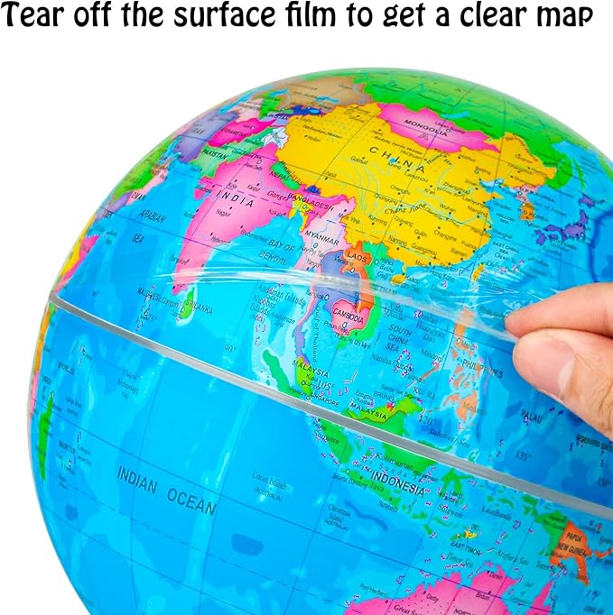 Wizdar 10'' World Globe for Kids Learning, DIY Assemble Educational Rotating World Map Globes Large Size Decorative Earth Children Globe for Classroom Geography Teaching, Desk and Office Decoration