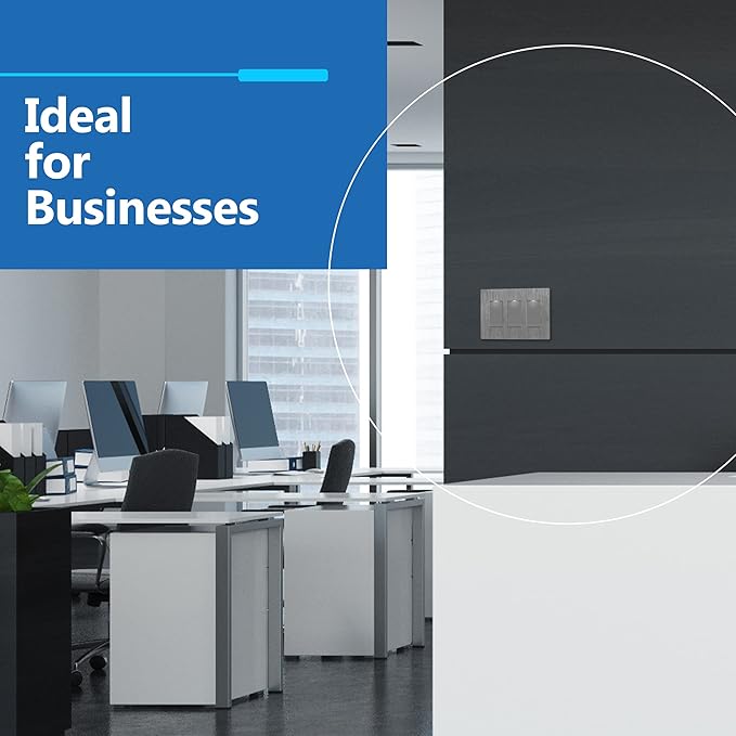 LIDER Brushed Finish Decorator Switch Cover, Screwless Wall Plate, Mid-Size 3-Gang 4.88" x 6.77", Unbreakable Polycarbonate Thermoplastic, UL Listed, LSWP-33M-BGY, Brushed Gray