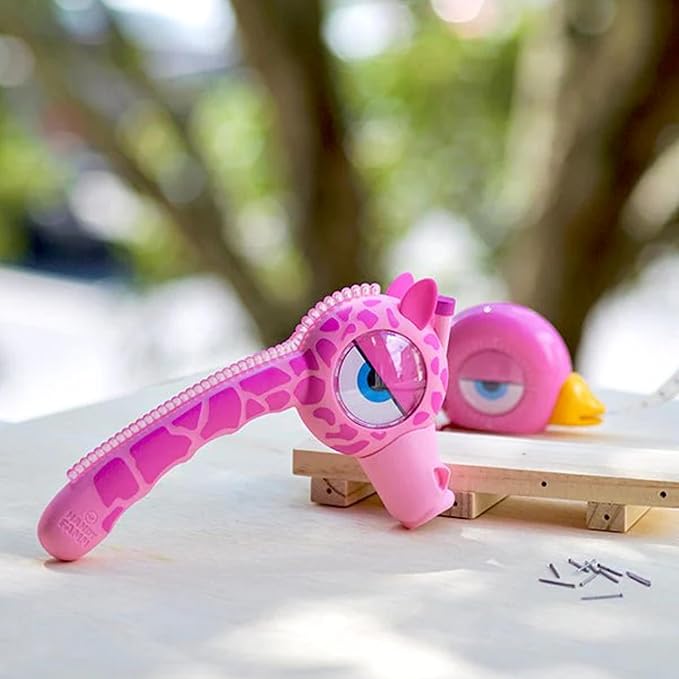 Handy Famm Real Metal Pink Giraffe Hammer for Kids, Patented Safety Mouth Sleeve and Nail Remover, STEM DIY Tool for Children Ages 5 and Up