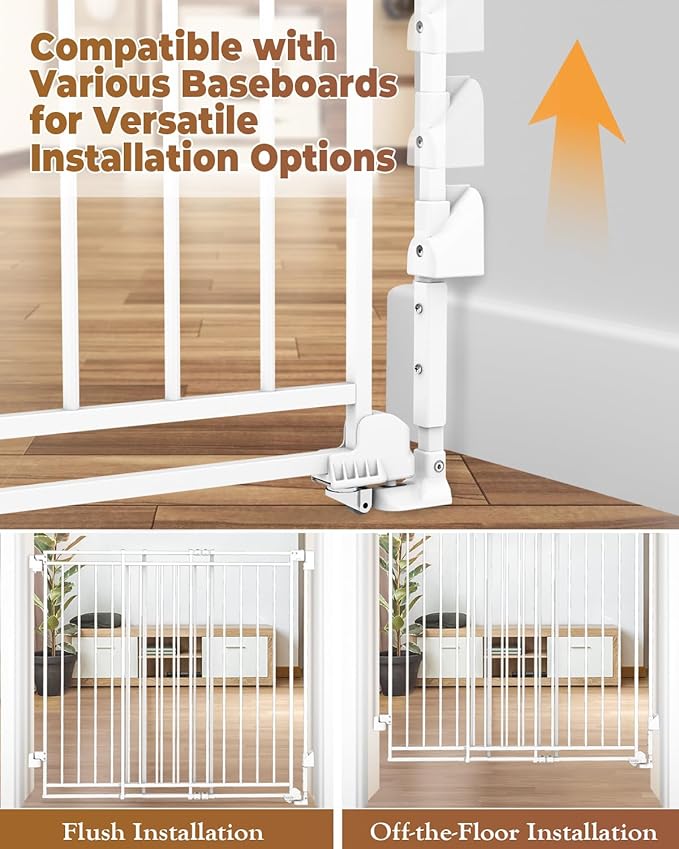 34-53" No Bottom Bar Baby Gates Dog Gate for Stairs, 39" Extra Tall Child Safety Gate with Auto Close Design, Large Walk Thru Door, Extra Wide Hardware Mount Pet Gate for Doorways Deck Indoor Outdoor