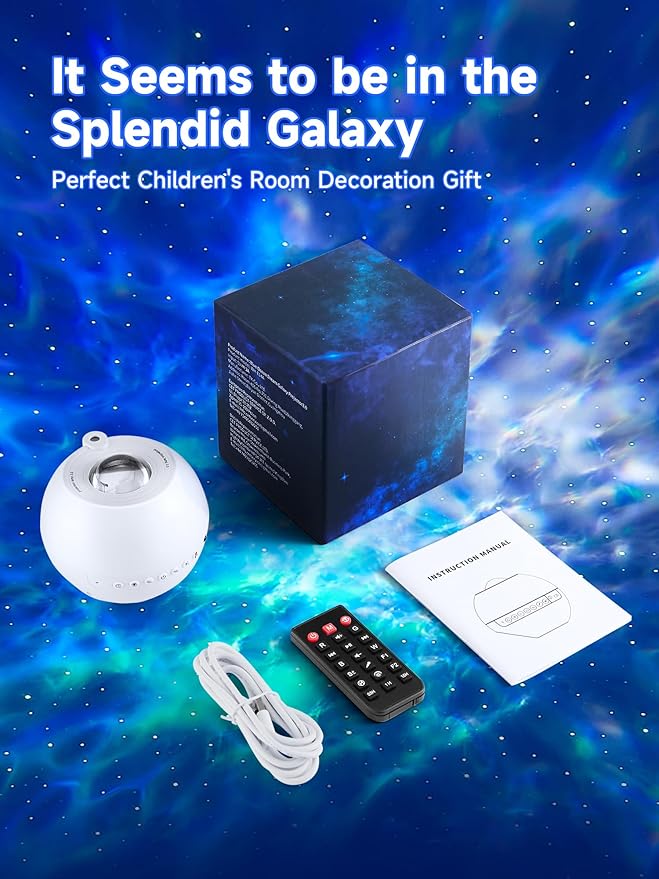 One Fire Galaxy Projector for Bedroom, 15 Colors+15 White Noise+ Bluetooth Star Projector Galaxy Light Projector Night Light Kids Room Decor Teen Girls Gift Sunset Lamp Led Lights Lava Lamp Led Clouds