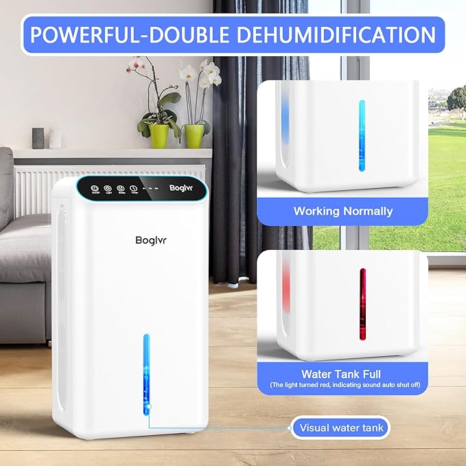 Dehumidifiers, Dehumidifier for Home (85 OZ, 800 sq.ft) Quiet Small Dehumidifier for Bedroom Bathroom Basement with Drain Hose, 3 Gear Timer, Sleep Mode, Auto Shut Off, 7 Color Ambient Light