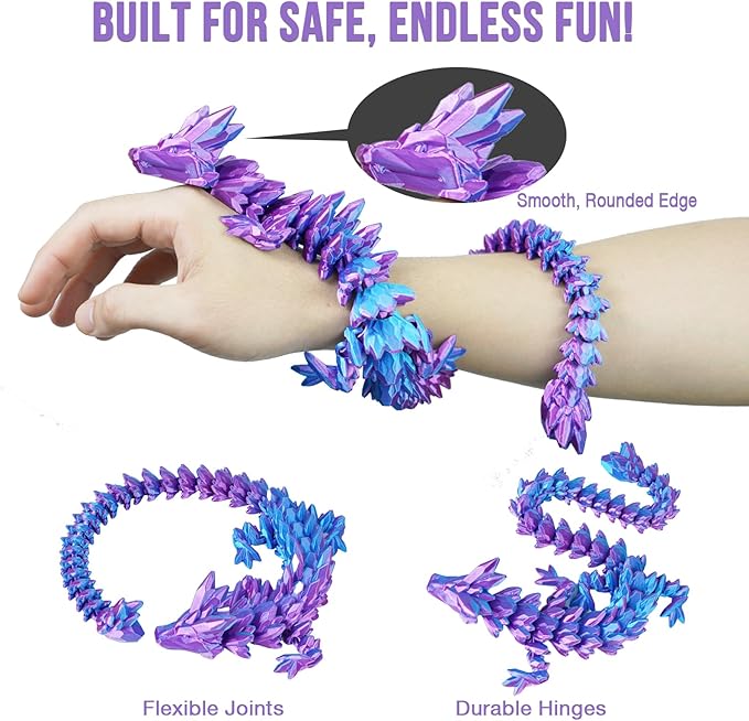 Dragon Eggs with Dragon Inside, 3D Printed Surprise Funny Gifts for Kids, Articulated Dragon Fidget Toys for Adults, Executive Desk Toys Office Room Décor (Gradient Light Purple-Red, M-Size)