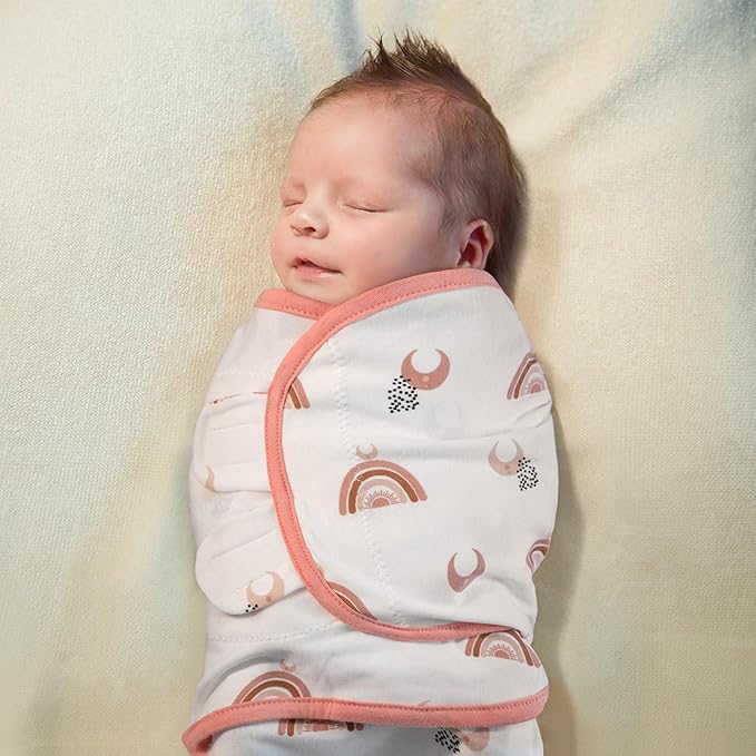 GLLQUEN BABY 3-Pack Baby Swaddle Sleep Sacks for Newborn - Baby Swaddles 3-6 Months, Infant Swaddling Sack, Rainbow & Sun, Newborn Swaddle Blanket Wrap(Medium/Large)