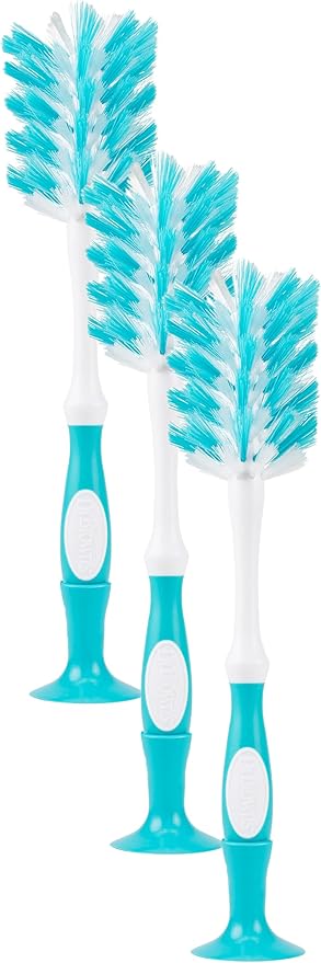 Dr. Brown's Deluxe Baby Bottle Brush with Anti-Colic Vent Cleaning Brush, Soft and Sturdy Bristles, BPA Free, Blue, 3 Pack