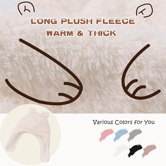 Bear Baby Winter Hat Toddler Earflap Beanie Unisex Infant Snow Cap Warm Fleece Kids Trapper Hats for Girls Boys 0-36M