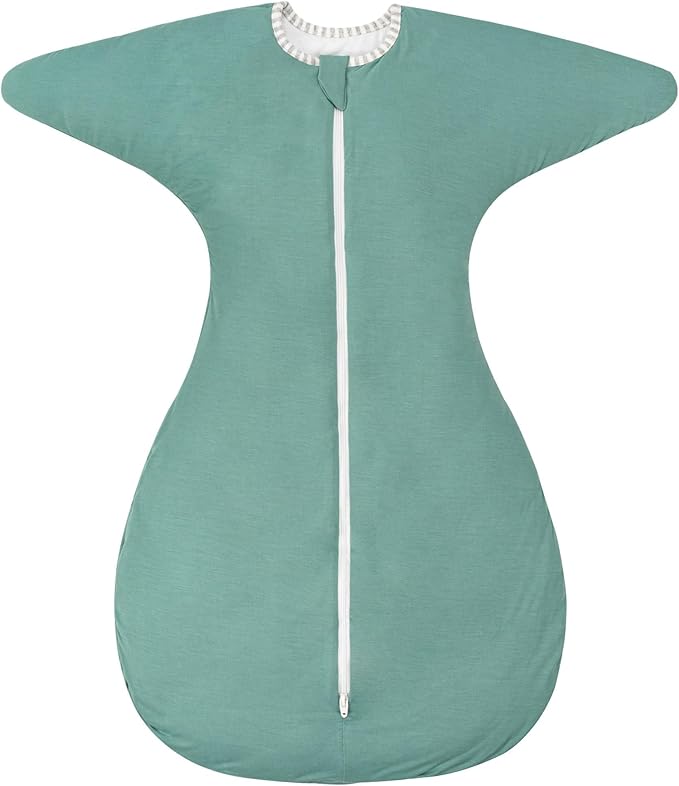 ZIGJOY Shark-Fin Transition Swaddle - 2.5 Tog Rayon Made from Bamboo Sleep Sack Transitional Swaddle Sack Baby Wearable Blanket, Mint Green, 6-12 Months