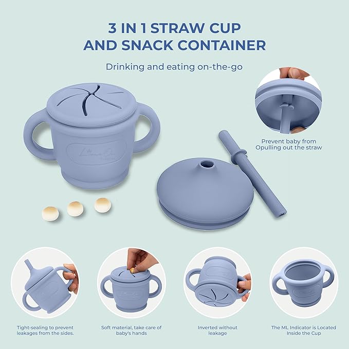 Silicone Baby Feeding Set – 10 Pcs Baby Led Weaning Supplies & Self Feeding Kit | BPA-Free Toddler Plates and Bowls Set, Bib, Fruit Feeder, Cup, Spoons & Forks – Empower Independence with LimeOr -Gray