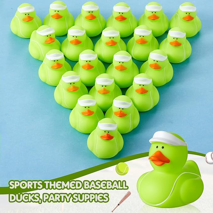 Deekin 24 Pcs Rubber Duck 2 Inch Bulk Sport Party Favors for Birthday Party Decorations Club Player Gift (Tennis)