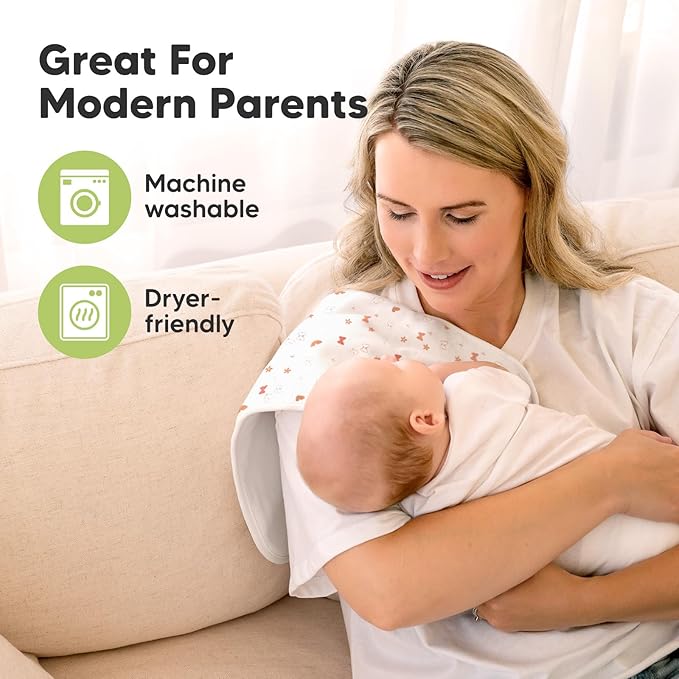 Organic Burp Cloths Baby Boy & Girl - 5-Pack Super Absorbent Cotton Burping Cloths for Babies, Soft & Plush Newborn Spit Up Rags, Infant Towels for Milk Spit Up, Unisex, Large 21" x 10" (Butterflies)