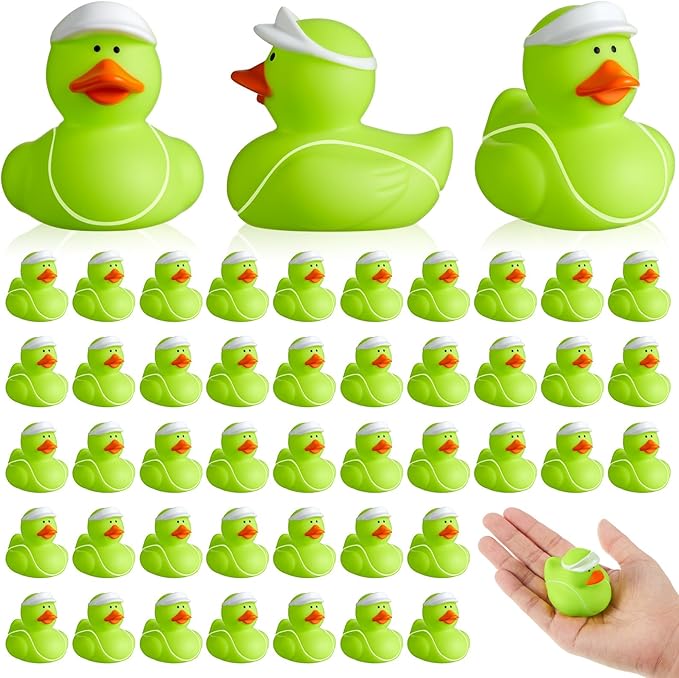 Deekin 24 Pcs Rubber Duck 2 Inch Bulk Sport Party Favors for Birthday Party Decorations Club Player Gift (Tennis)