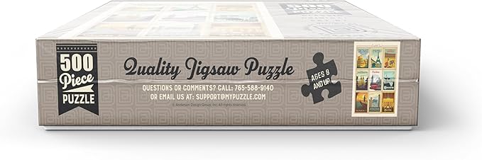 MyPuzzle World Travel: Multi-Image Print - Edition 1, Vintage Poster - Premium 500 Piece Jigsaw Puzzle for Adults