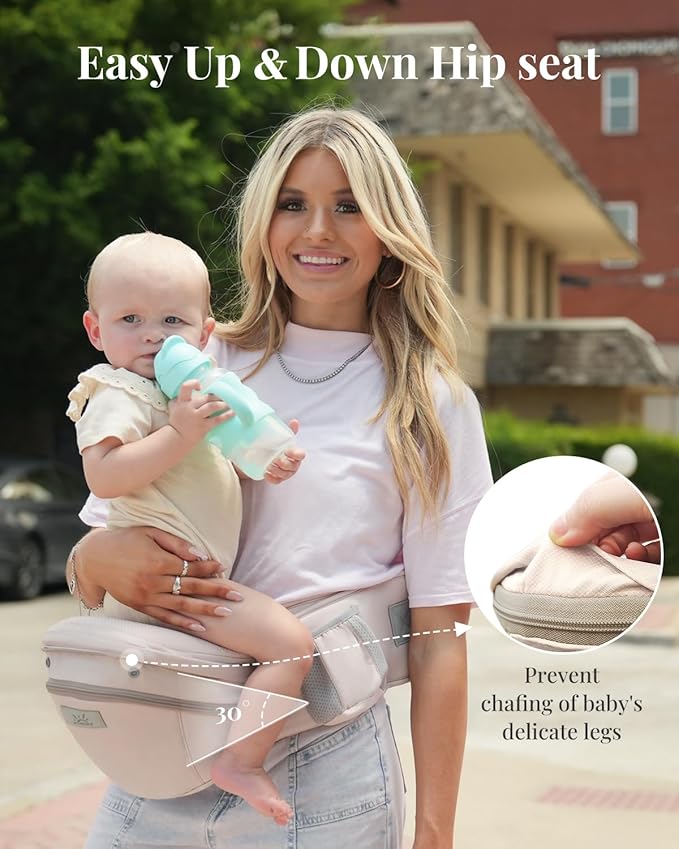 MOMTORY StowNGO Pro Baby Carrier, Safety-Certified 6-in-1 Ultra Storage Baby Carrier Newborn to Toddler, Front & Back Baby Holder Carrier with Hip Seat, Soft Pink