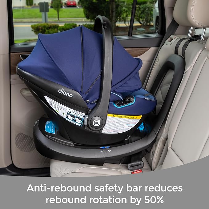 Diono LiteClik30 RXT SafePlus Infant Car Seat and Base, Rear-Facing for Infants 4-30lbs, SafePlus Engineering, with Infant Insert, UPF 50+ Sunshade (Blue Surge)